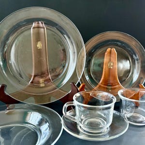 Vintage Arcoroc Classique Clear Tempered Glassware – Cups, Saucers, Plates & Bowls, Made in France, 1980s – Sold Individually