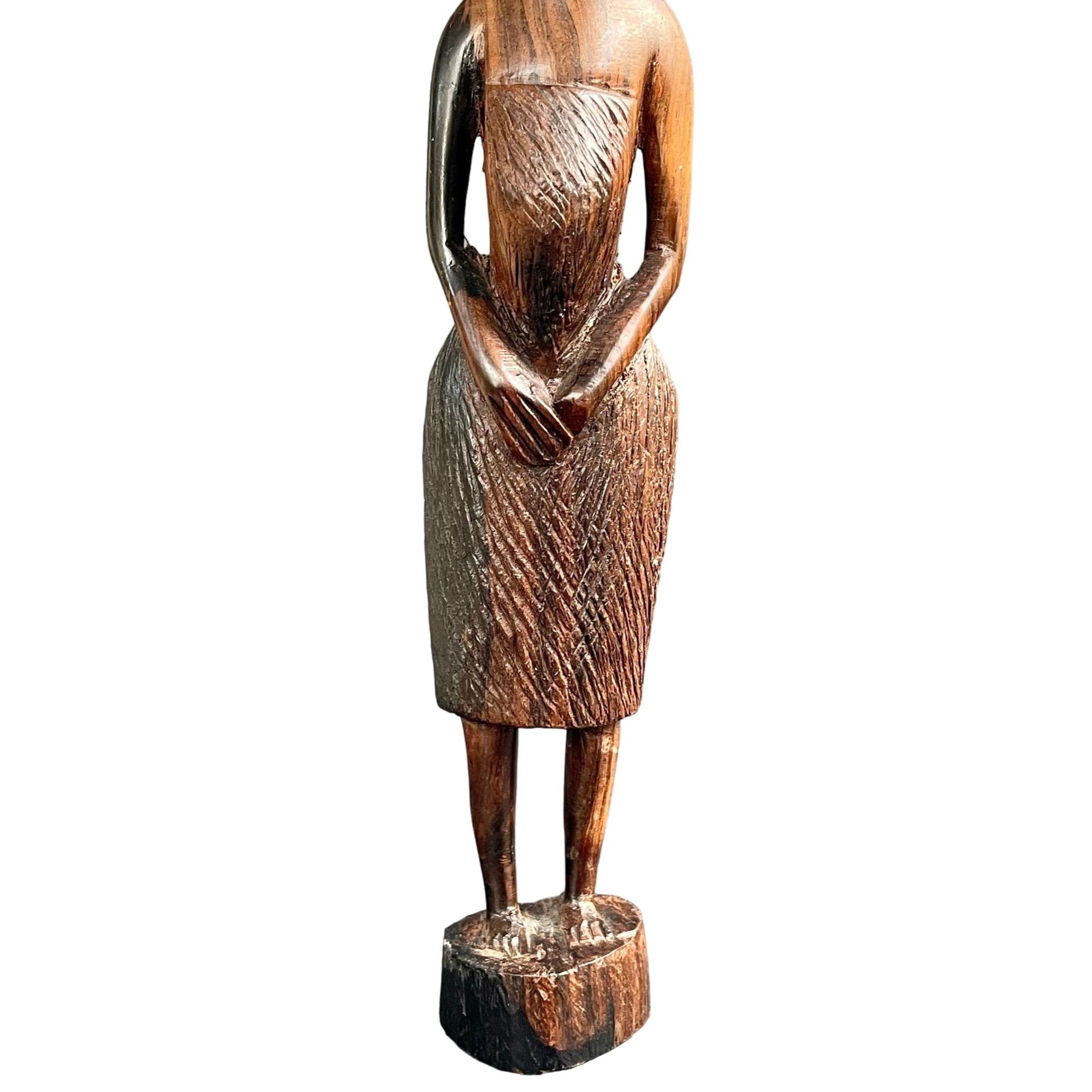 手彫りのアフリカ木彫り彫刻：ヴィンテージ部族女性像 - Etsy 日本