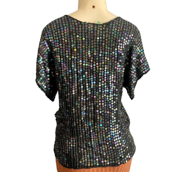 Vintage Silk Blouse with Sequins by Sarafino in B… - image 6