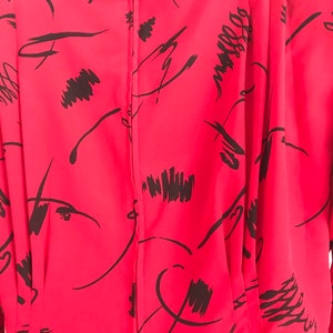 Vintage Liz Claiborne-klänning – Petite, storlek 2 XS, röd svart miniklänning med axelvaddar, 1990-talsmode. bild 6