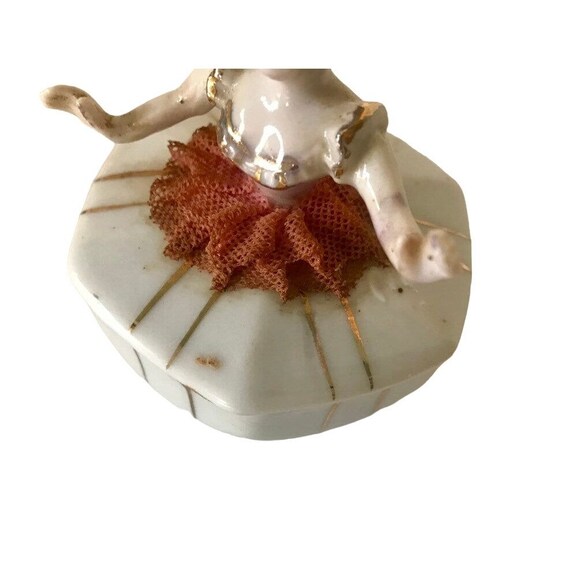 Vintage Ballerina Porcelain Jewelry Box with Lace… - image 7