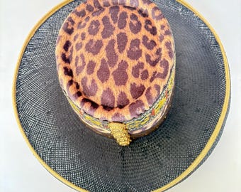 Vintage Whittall & Son Bowlman Hat – Black Straw and Leopard  display picture 2
