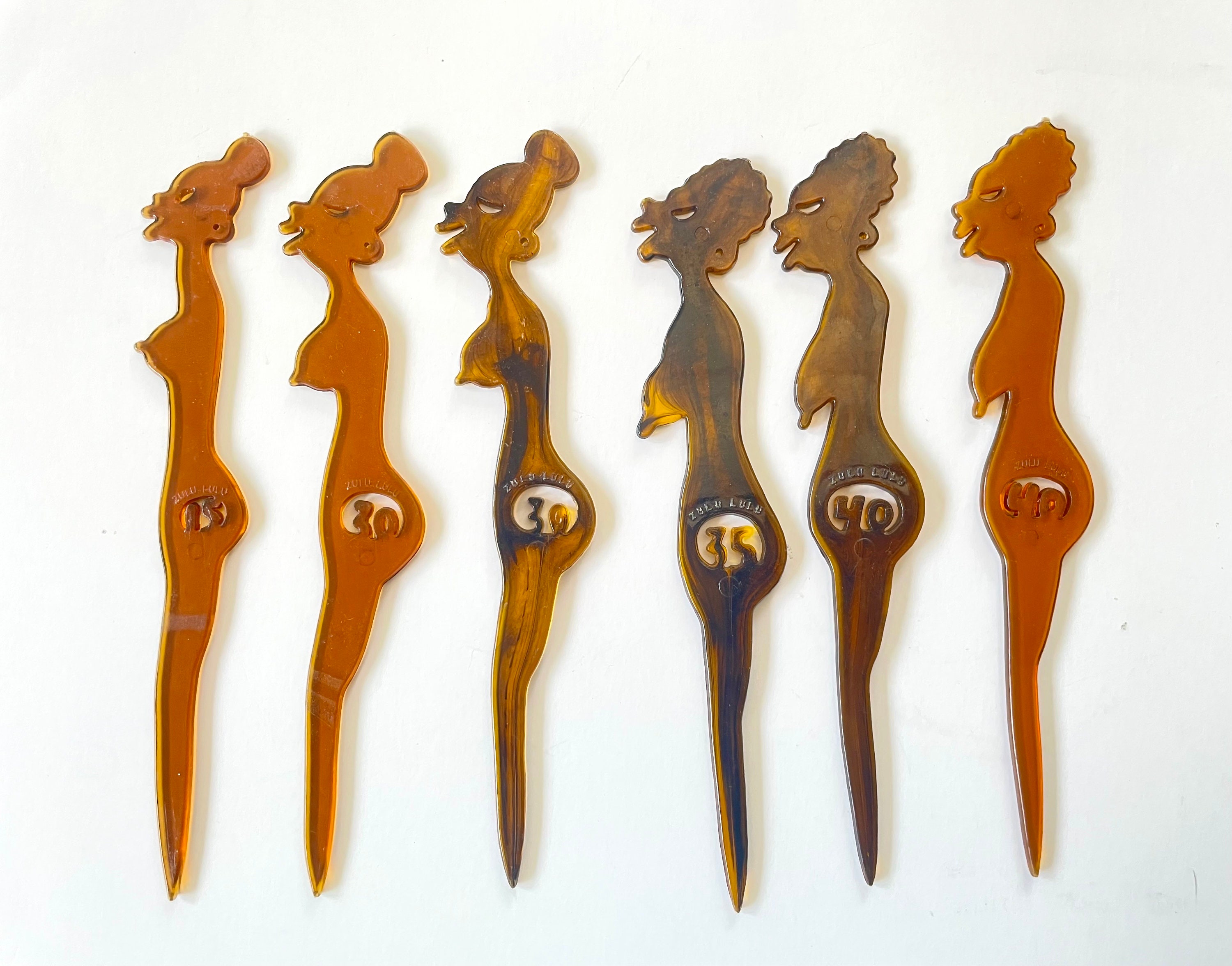 tati stick 7本セット Vintage Zulu Lulu Swizzle Stir Sticks Set of 7 of Aging Women in