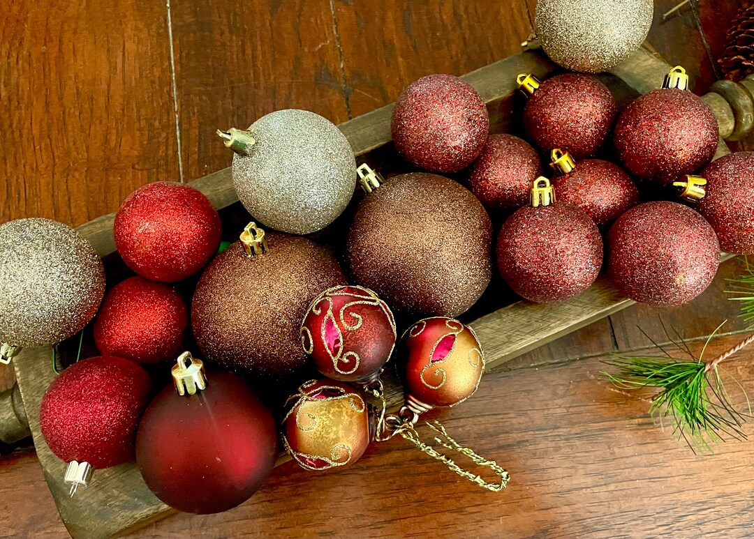 Red glitter christmas ornaments