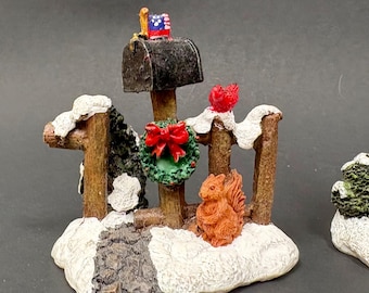 Vintage Christmas Village People Miniatures – 3 Figurines with Couple, Chickens & Mailbox – SOLD SEPARATELY - Collectibles Village People