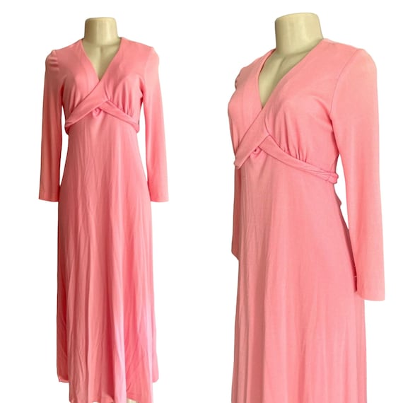 Vintage Kelly Arden Maxi Dress in Pink 1970s Long… - image 1