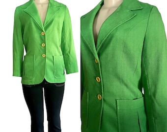 Veste vintage Prestige of Boston Blazer Jacket en vert taille S 6 petite veste blazer rétro Mid-Century, vêtements professionnels pour elle.