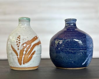 Vintage Japanese Pottery Sake Bottles – Bizen Style – Rustic Handmade Clay – Potter&#39;s Mark– Japanese Pottery - Japan Decor - SOLD SEPARATELY