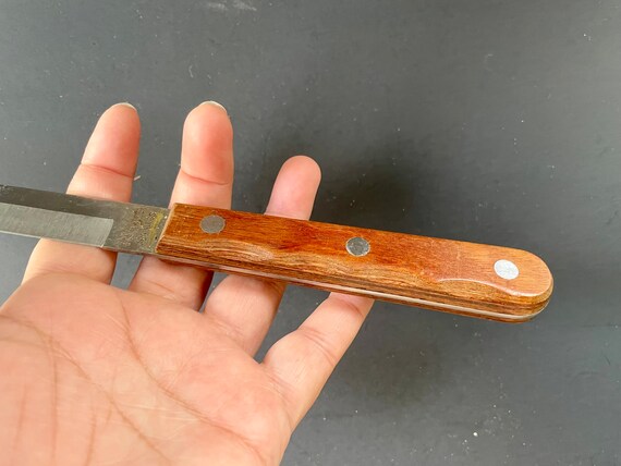 Vintage 60s RS Japan Knife Stainless Steel Wooden Handle Midcentury Regent  Sherwood Long Chef Knife Wood Handle Made in Japan. 