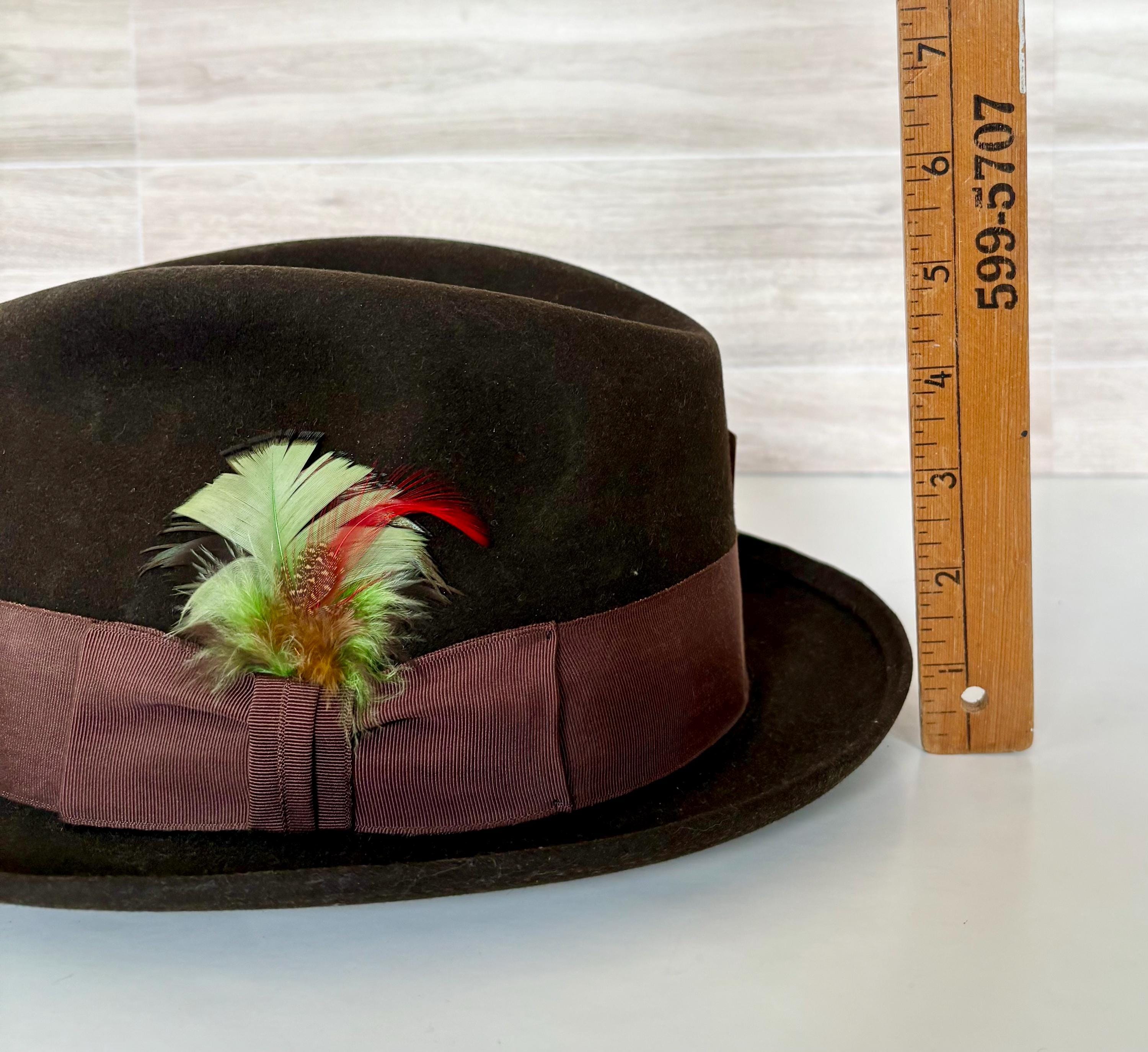 Vintage Mallory Fedora Hat Size 7 3/8 | Brown Felt Hat With