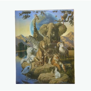 Vintage Animals Print by J Himsworth of The World Lithograph 1999 NEW unwrapped animals from the all over the world art earth decor gift.