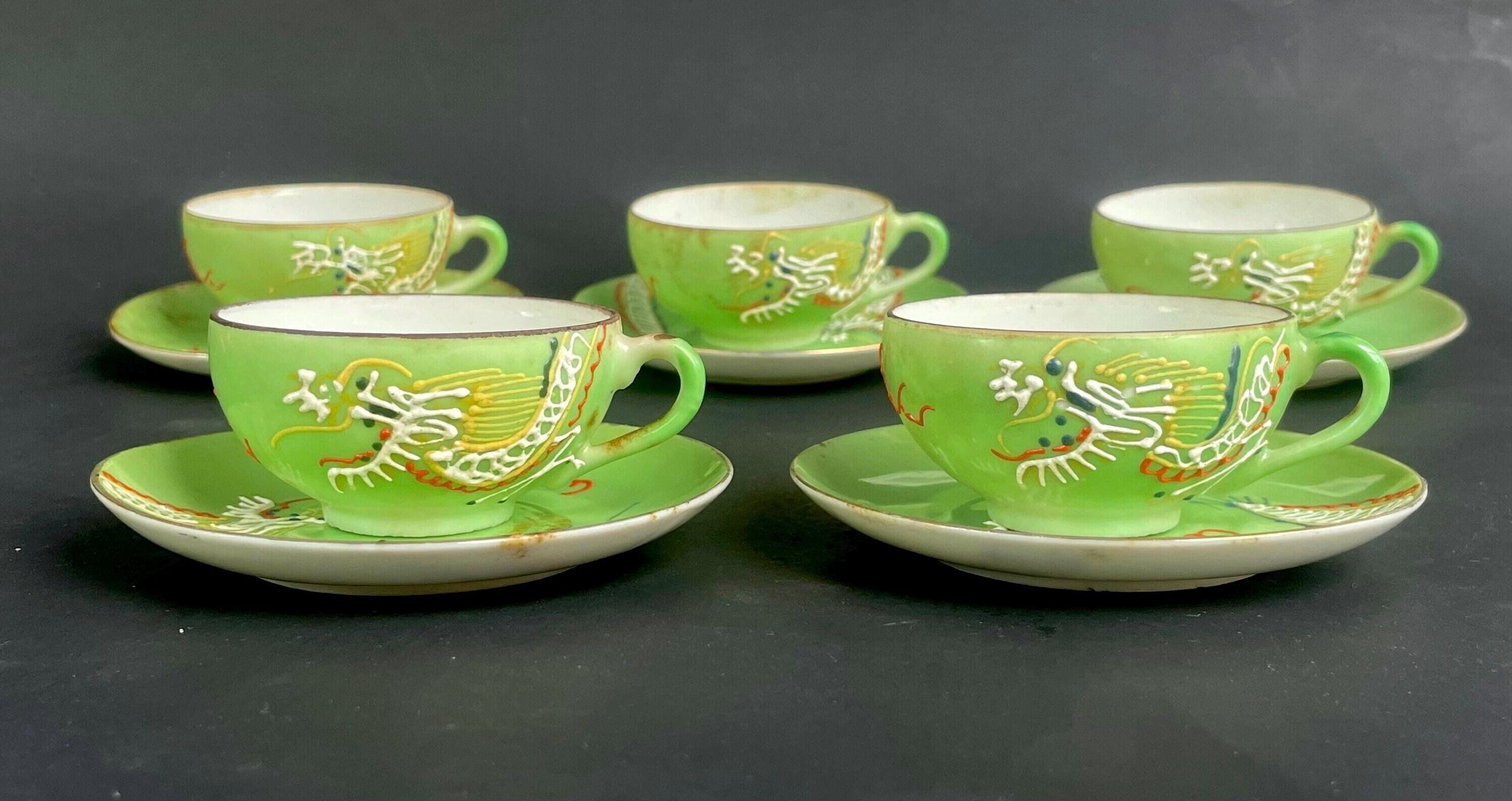 Vintage Dragonware Demitasse Green Tea Set – Hand Painted Japan