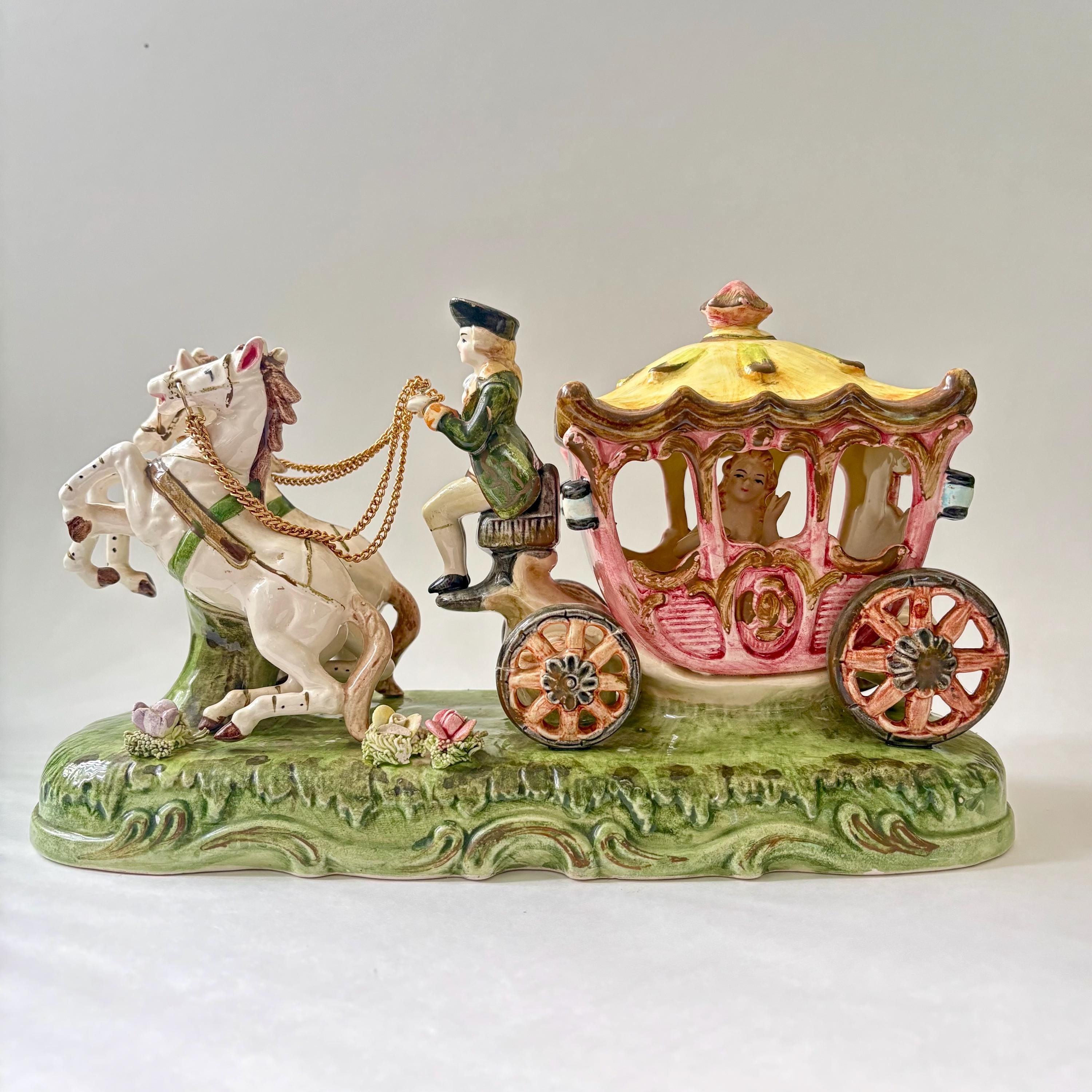 Capodimonte Horse and Carriage - Etsy Finland
