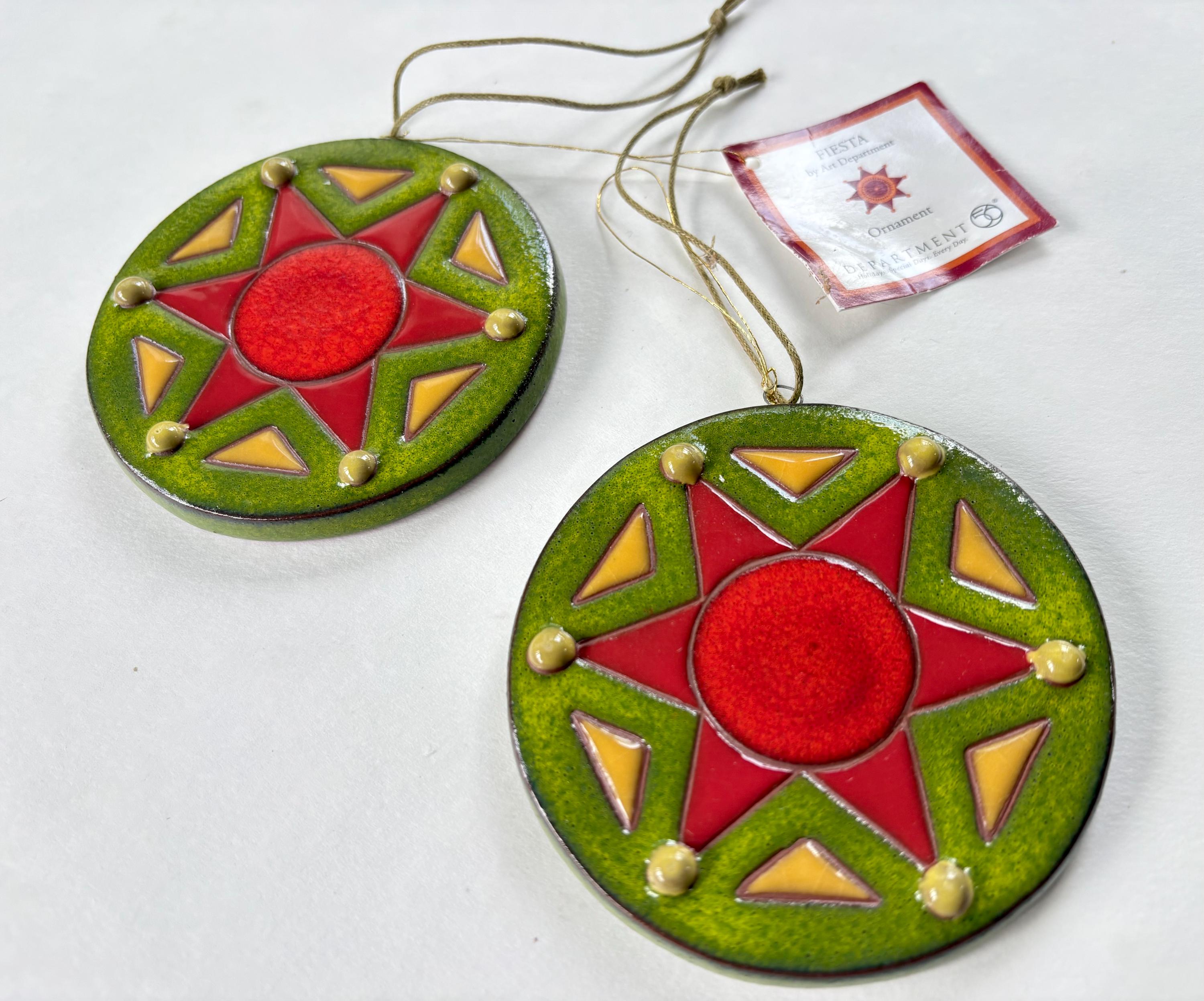 Vintage Fiesta Sun Ceramic Ornaments – Set of 2 by Felix & Olga