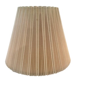 Vintage Stiffel Accordion Pinch Stiff Pleated Lamp Shade NO LAMP  Large Lamp Shade Cream Pleated Linen midcentury decor with plastic liner.