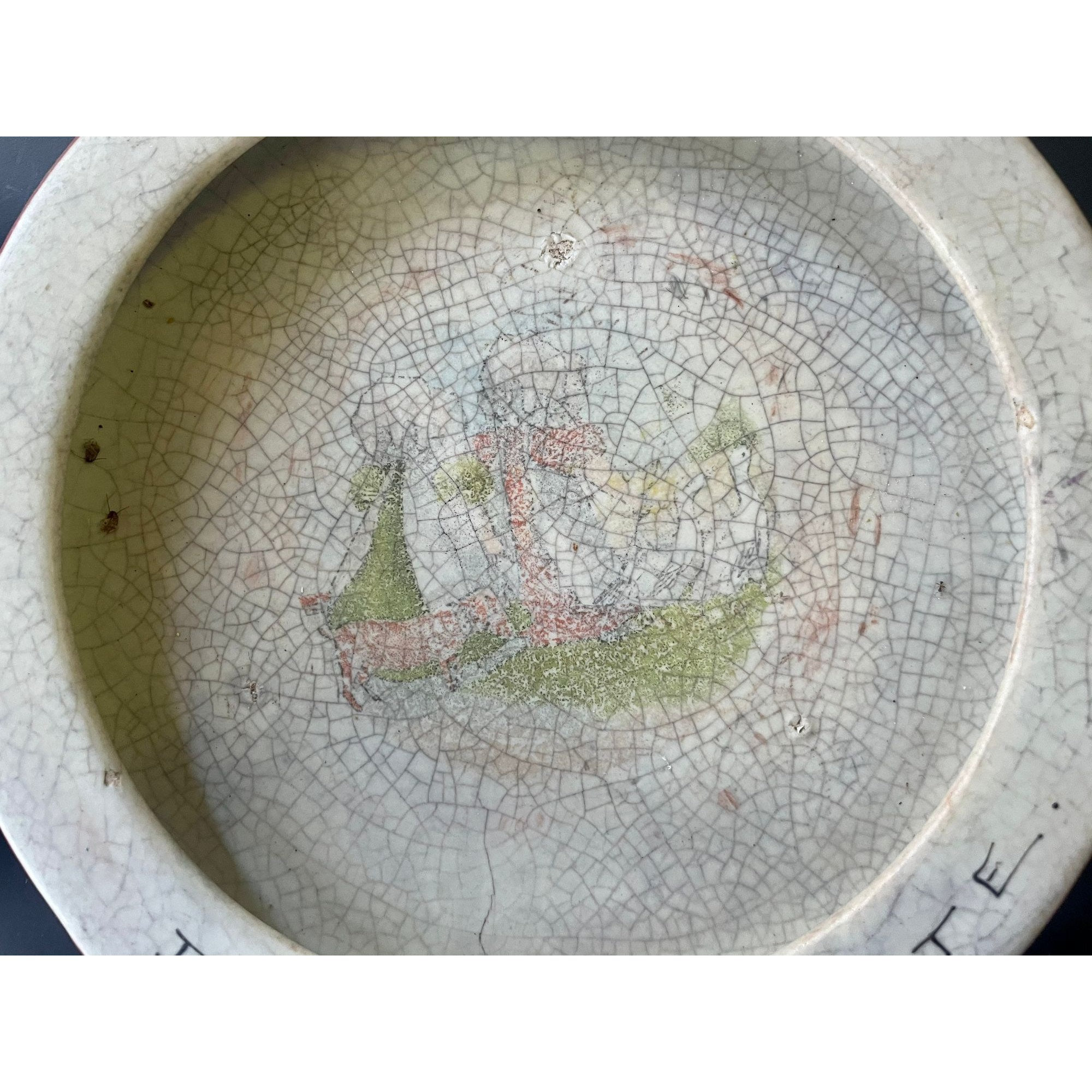 アンティークベビープレート - 陶器製子供用食器、1900年代初頭の