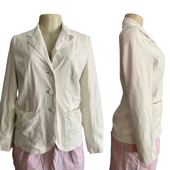 Vintage 1960s Suede Blazer Jacket Size S white mi… - image 2