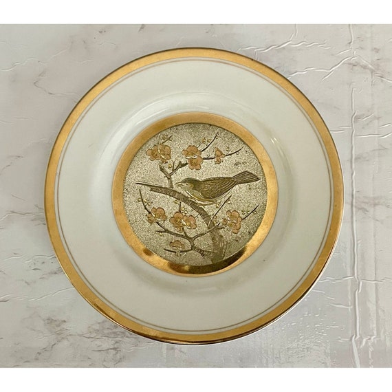 Vintage Japanese Chokin Art Plate – 24K Gold Gilded Porcelain With