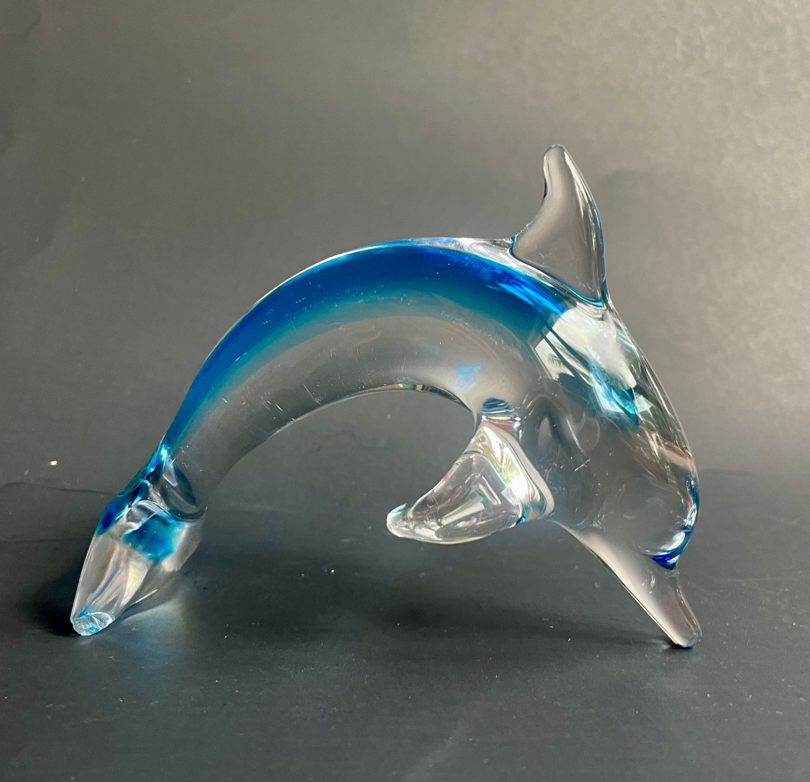 Vintage Sardinia Crystal Dolphins – Set of 2 by Marcolin – Blue