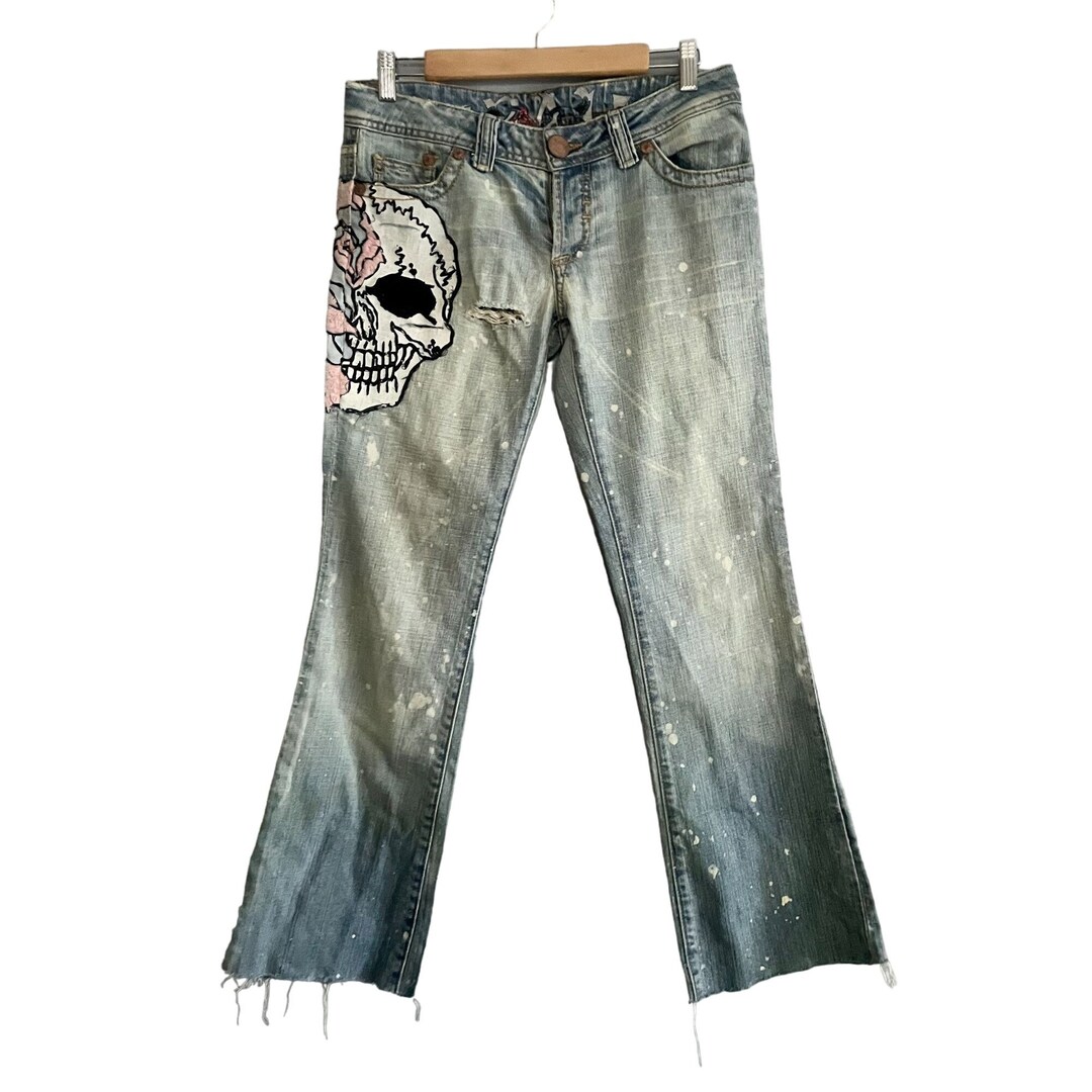 italy製 skull studs design denim jeans italy製 skull studs design denim jeans