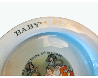 Antique Baby Plate by Wellsville China Vintage Baby Dish