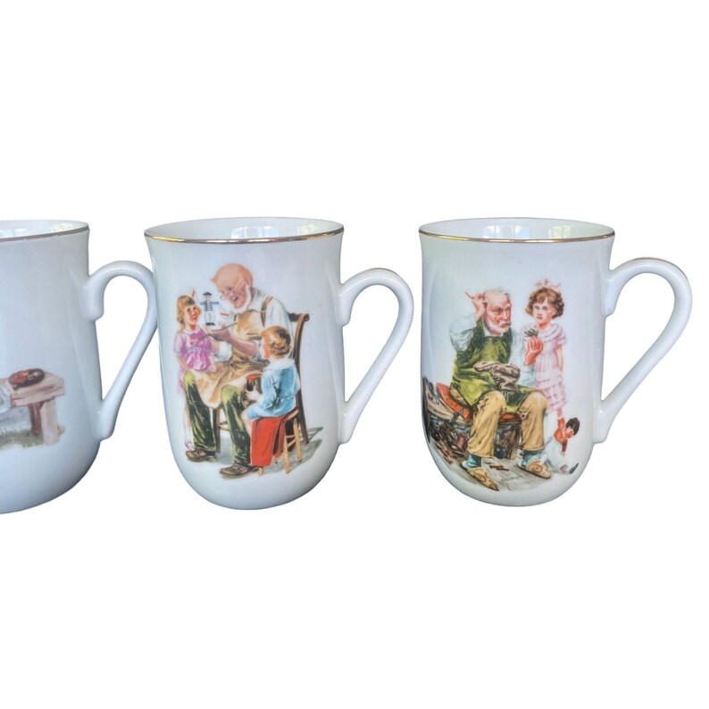 Vintage Norman Rockwell Ceramic Mugs – Set of 4 Scenes image 6