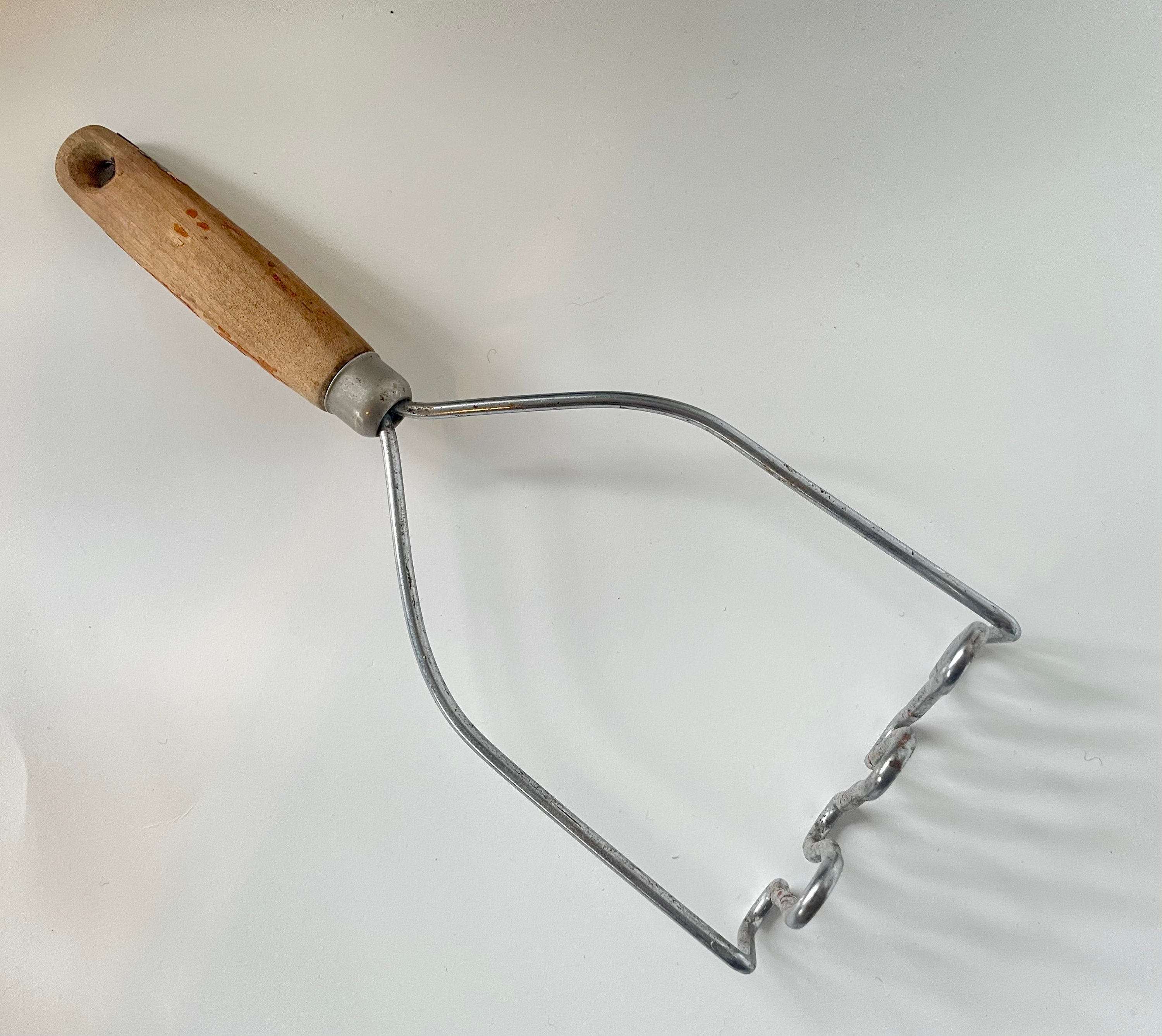 Vintage Potato Masher With Wooden Handle Chipped Paint -  Norway