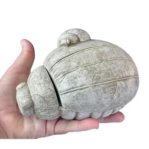 Vintage Scarab Jewelry Box with Ladybugs – Faux Stone Resin Beetle Trinket Box, Opens to Reveal Tiny Ladybug, Egyptian Revival Decor