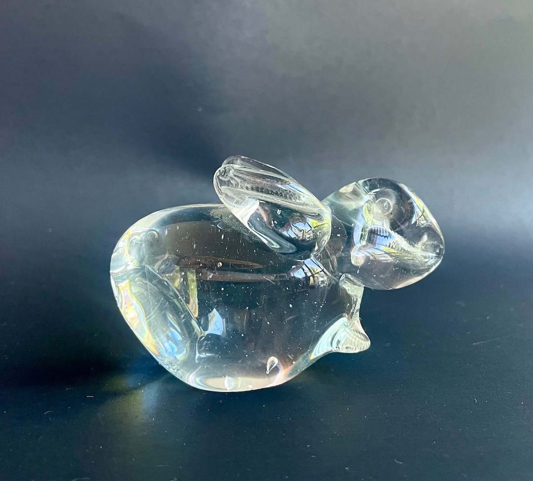 Vintage Glass Bunny Rabbit Paperweight Art Glass Controlled Bubbles ...