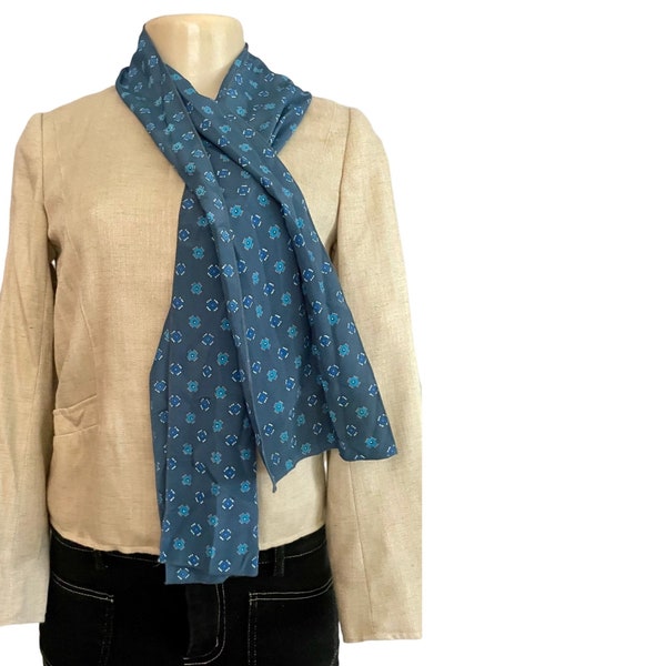 Vintage Blue Scarf Retro Fall scarves scarf vintage fashion Geometric MOD scarf Mid Century scarfs scarves Bohemian gift for her.