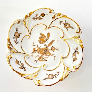 Vintage JLMENAU Graf Von Henneberg Porcelain Bowl – East Germany Porzelan White & Gold Collectible Decor