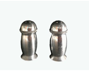 Vintage Mini Silver Salt & Pepper Shakers 1 1/2" tall Superior of California Tiny Polished Aluminum Color Salt Pepper Shaker Set gift.