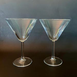 Martini Glasses by Pottery Barn Set of 2 PB Classic Pattern Cocktail Glasses Barware Bar decor gift.