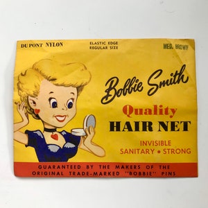 Vintage 1950s Bobbie Smith Hair Net | Medium Brown DuPont Nylon | Pinup Girl Midcentury Beauty Accessory | Unused in Package