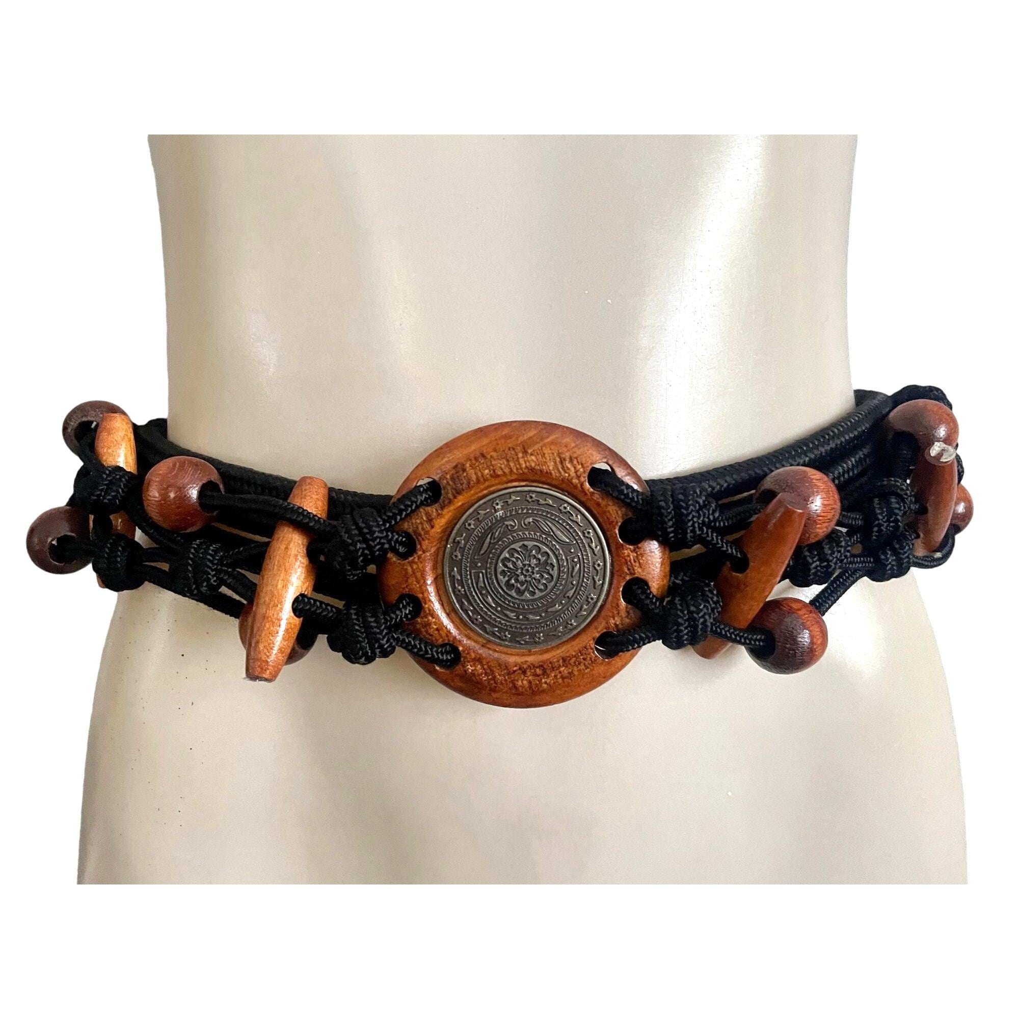 EMMANUELLE KHANH Vintage Elastic Cowhide Leather Belt with Rope Buckle – 1980s Cowhide 70s Belt - Etsy main image 2