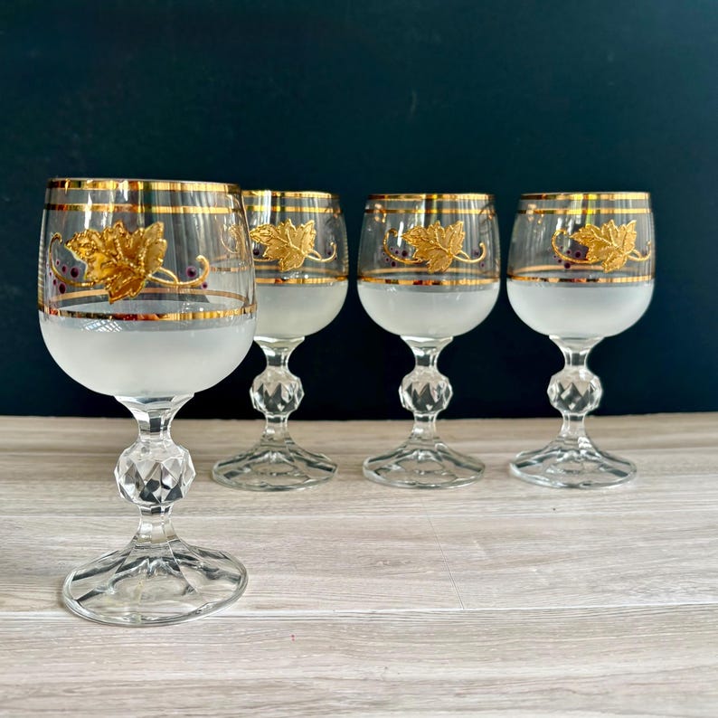 Vintage Bohemia Crystal Wine Glasses – Crystalex BOC47 Pattern ...