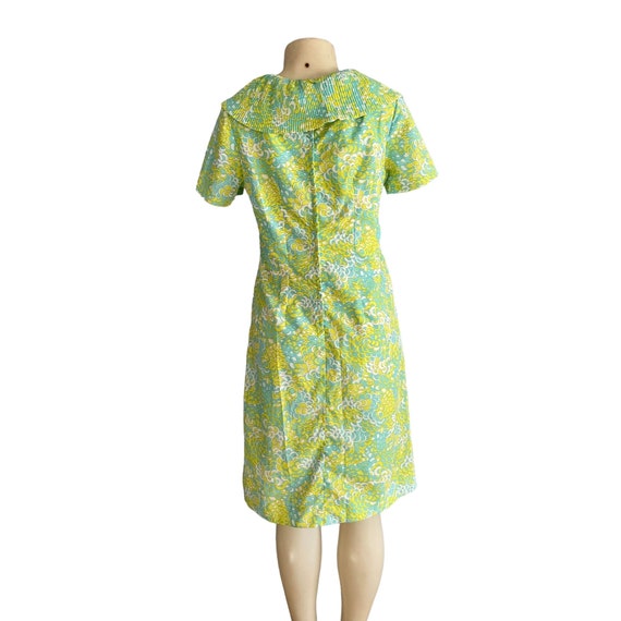 Vintage 60s dress With Ruffle Collar in yellow & … - image 7