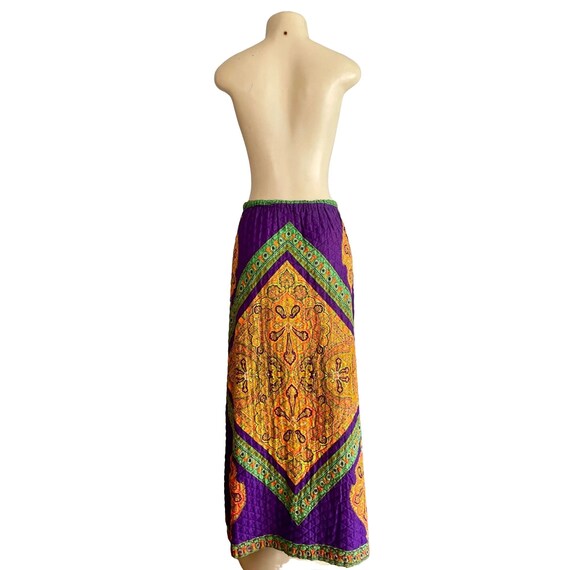 Vintage 70s Quilted Maxi Skirt by Loomtogs Bohemi… - image 6