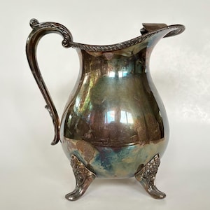 Vintage Bristol Silver Water Pitcher with Ice Lip Guard, Hotel Silver, Holiday Table decor, Vintage decor gift.