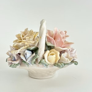 Porcelain Girl With Flower Basket Figurine - Etsy
