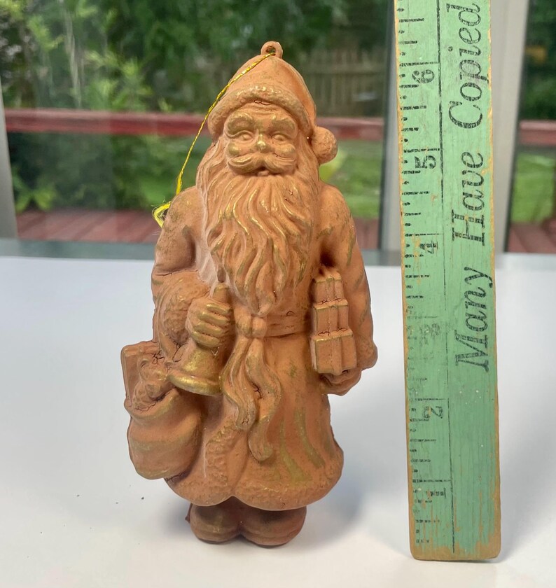Terracotta Santa Christmas Ornament Large Santa Claus Ornament Painted