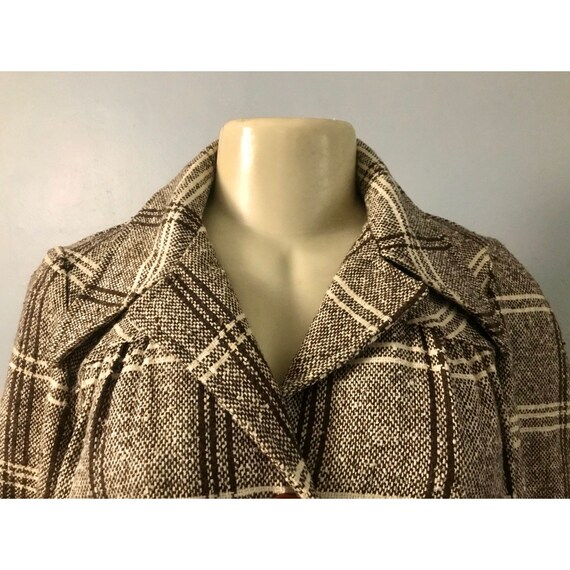Vintage JC Penney Coat Jacket 1970s Brown Plaid D… - image 3