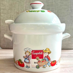 Vintage Campbell&#39;s Soup Tureen with Ladle & Lid – 1996 Westwood Ceramic Campbell Kids Decor Collectible Gift