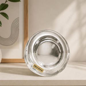 Vintage Ice Glass Frame, Georgshütte Glasdesign Germany, Round Minimalist Decor