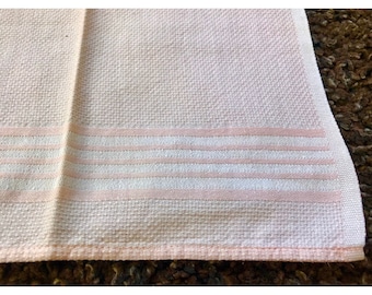 Asciugamano vintage in cotone rosa testurizzato, anni '50 – Asciugamano a righe stile metà secolo