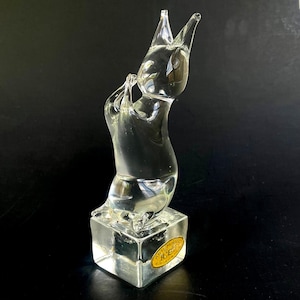 Vintage Murano Glass Cat Sculpture | Arte Murano ICET | Clear Art Glass Figure | Collectible Decor Gift