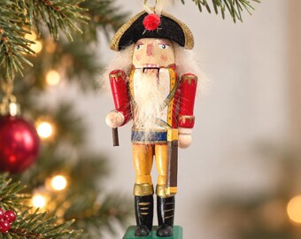 Vintage Wooden Nutcracker Ornament - Christmas decor Soldier - 4.5 inches.