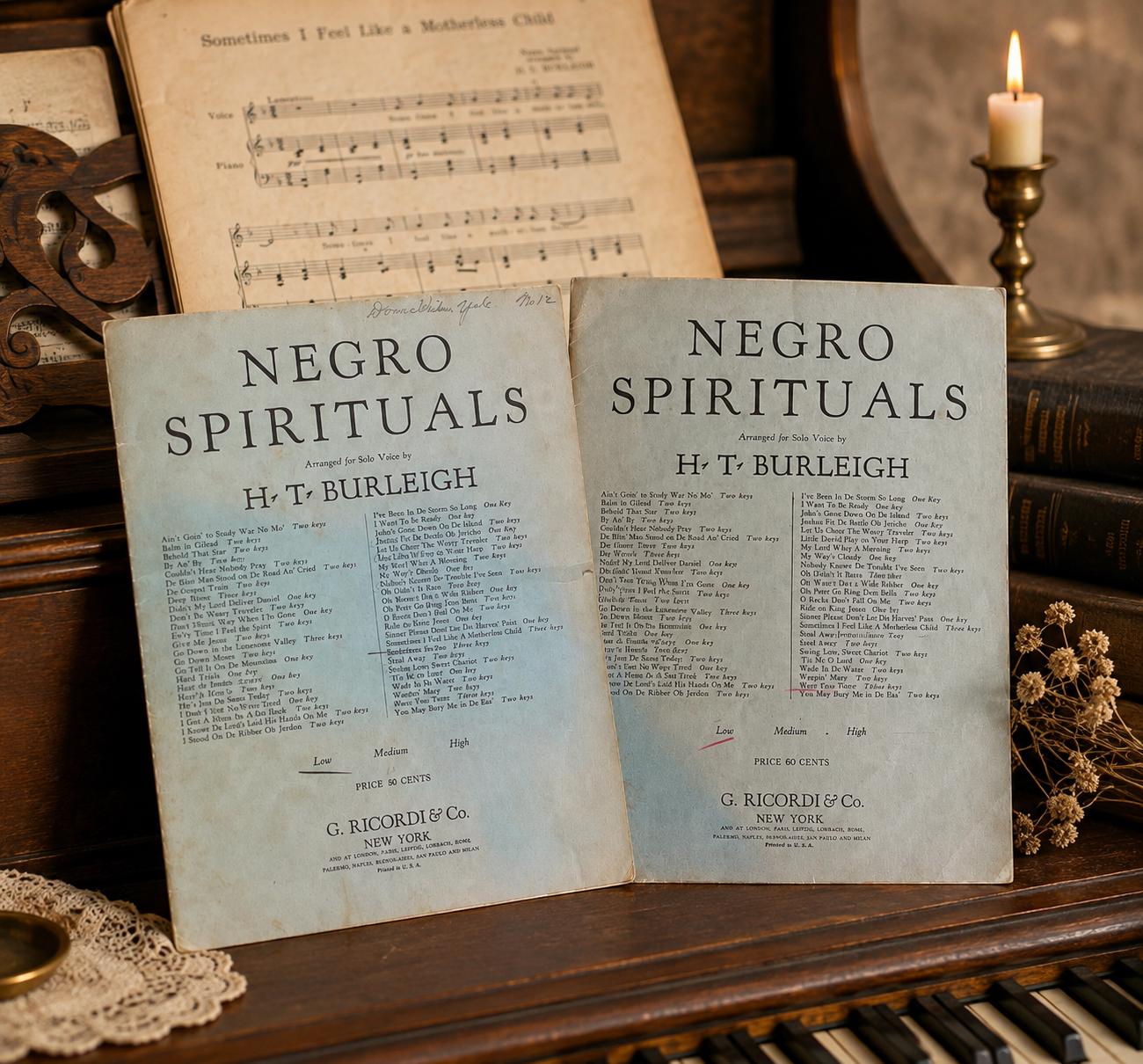 Antique Negro Spirituals Sheet Music Set - H. T. Burleigh Voice Piano (1917)