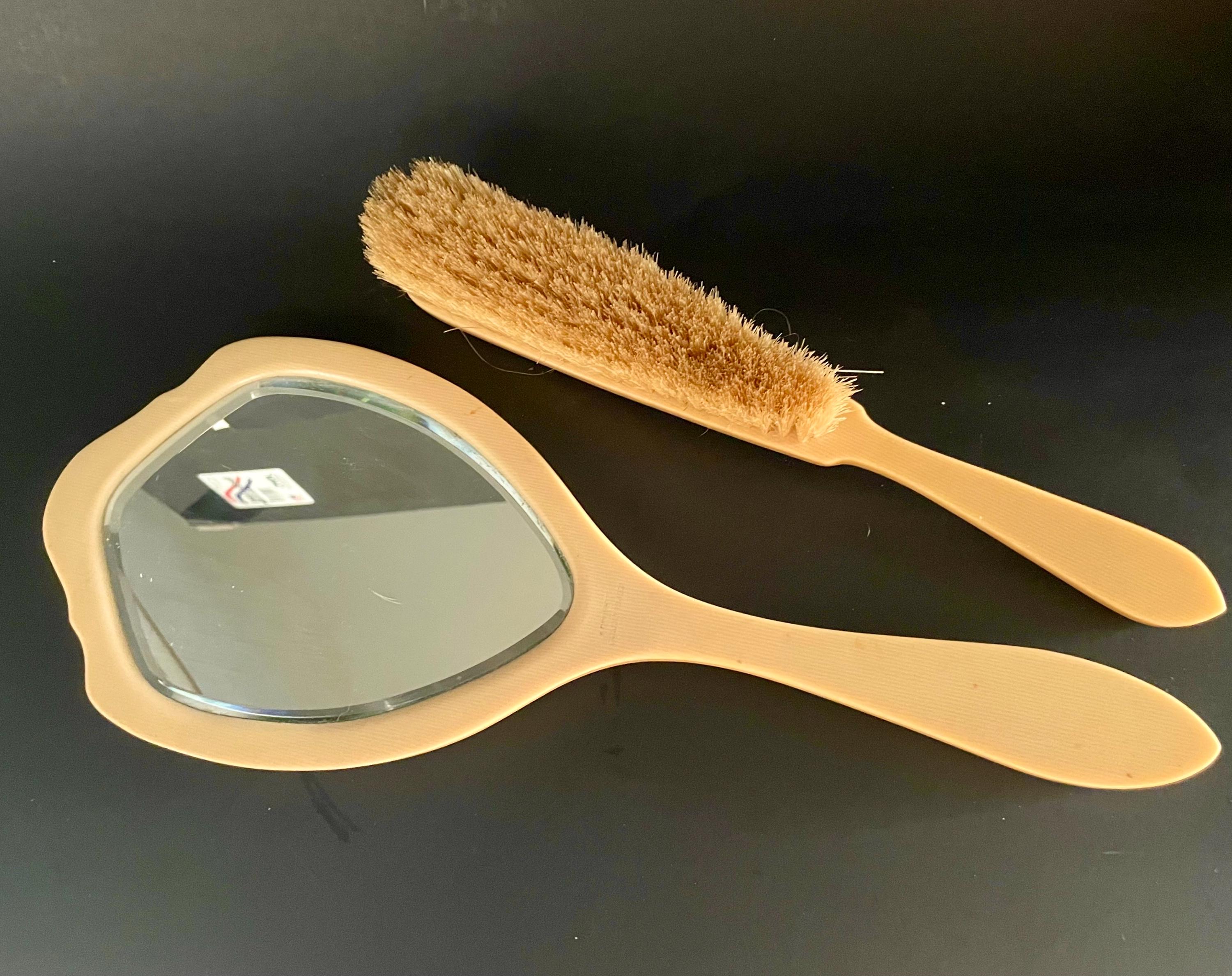 Lot Antique Vintage Vanity items mirror brush comb box nail more Bakelite lucite Bakelite Brush & Mirror Set - Etsy main image 3
