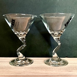 Vintage Martini-Gläser mit Z-Stiel von Fris Vodka Skandia 2er-Set - Midcentury Cocktailgläser, Marken-Barware-Set
